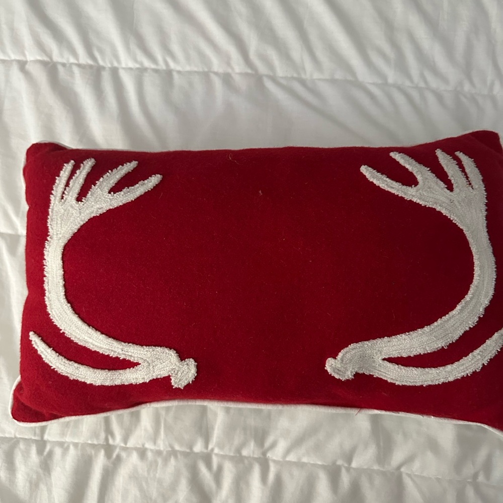 Holiday Throw Pillow with Antler Design